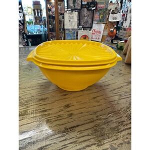 Vintage Yellow Tupperware Bowl with Lid